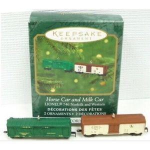 Horse Car and Milk Car Lionel Train Ornaments